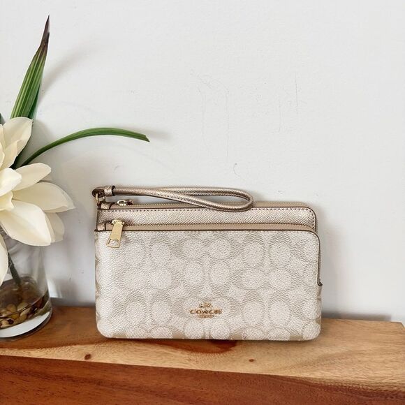 NWT Coach Fiona Zip Tote Bag and Double Zip Wallet In Signature Canvas - Picture 7 of 10